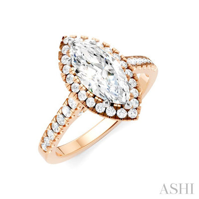 Marquise Shape Semi-Mount Halo Diamond Engagement Ring