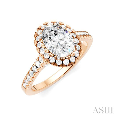 Oval Shape Semi-Mount Halo Diamond Engagement Ring