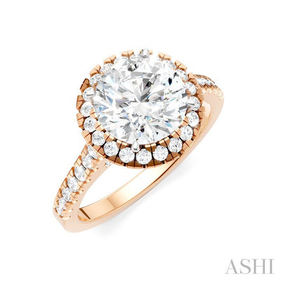 Round Shape Semi-Mount HaloDiamond Engagement Ring