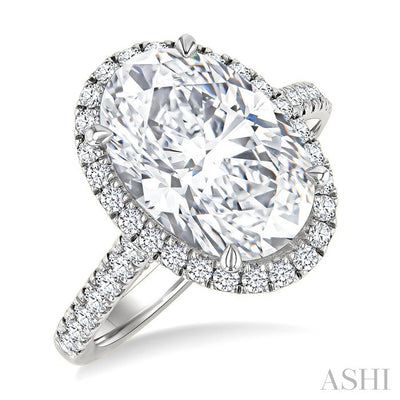 Oval Shape Semi-Mount Halo Diamond Engagement Ring