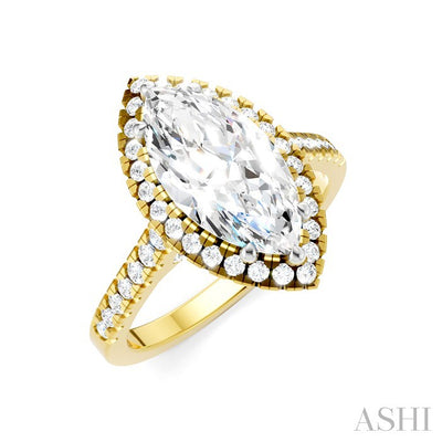 Marquise Shape Semi-Mount Halo Diamond Engagement Ring
