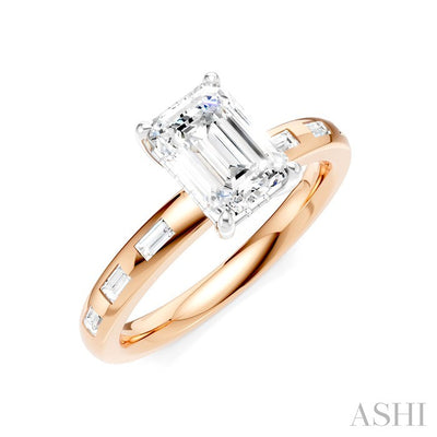 Emerald Shape Semi-Mount Diamond Engagement Ring
