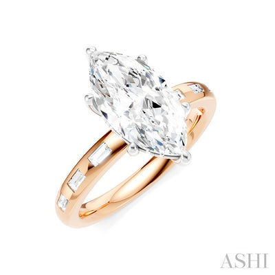 Marquise Shape Semi-Mount Diamond Engagement Ring