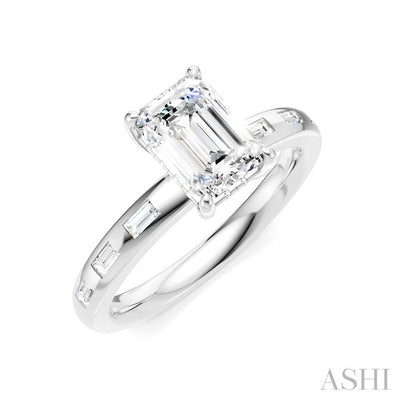 Emerald Shape Semi-Mount Diamond Engagement Ring