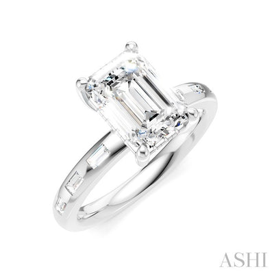 Emerald Shape Semi-Mount Diamond Engagement Ring