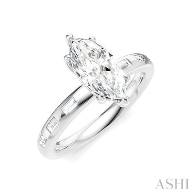 Marquise Shape Semi-Mount Diamond Engagement Ring
