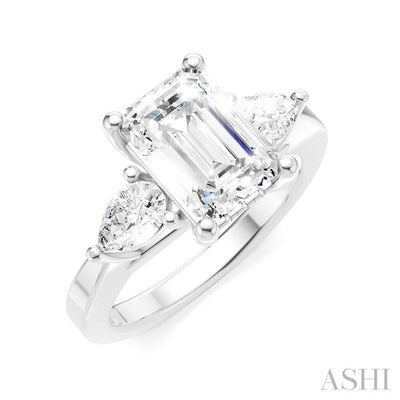 Emerald Shape Semi-Mount Diamond Engagement Ring