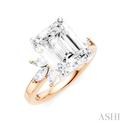 Emerald Shape Semi-Mount Diamond Engagement Ring
