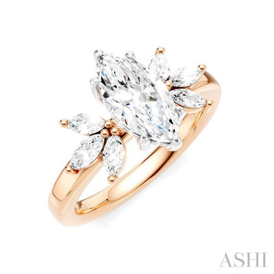 Marquise Shape Semi-Mount Diamond Engagement Ring