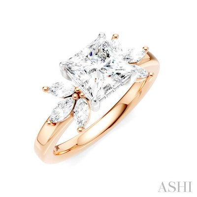 Princess Shape Semi-Mount Diamond Engagement Ring