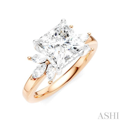 Princess Shape Semi-Mount Diamond Engagement Ring
