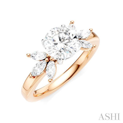 Round Shape Semi-Mount Diamond Engagement Ring