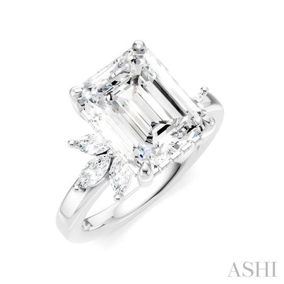 Emerald Shape Semi-Mount Diamond Engagement Ring