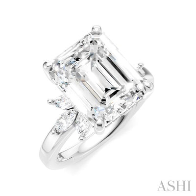Emerald Shape Semi-Mount Diamond Engagement Ring