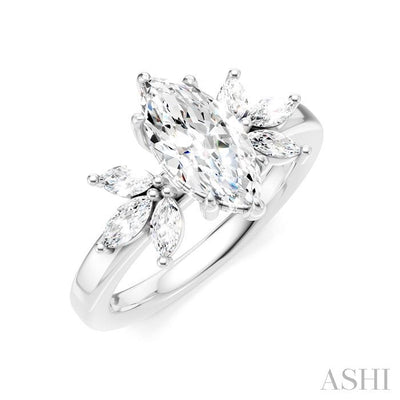 Marquise Shape Semi-Mount Diamond Engagement Ring