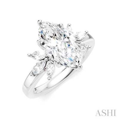 Marquise Shape Semi-Mount Diamond Engagement Ring