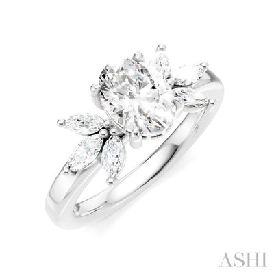 Oval Shape Semi-Mount Diamond Engagement Ring