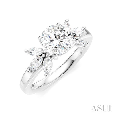 Round Shape Semi-Mount Diamond Engagement Ring