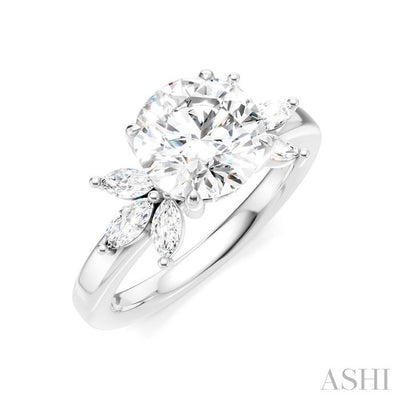 Round Shape Semi-Mount Diamond Engagement Ring