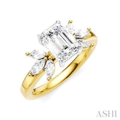 Emerald Shape Semi-Mount Diamond Engagement Ring