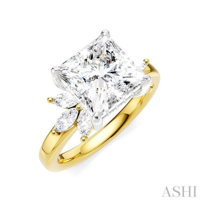 Princess Shape Semi-Mount Diamond Engagement Ring