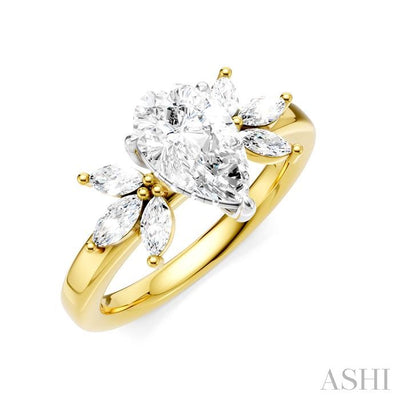 Pear Shape Semi-Mount Diamond Engagement Ring