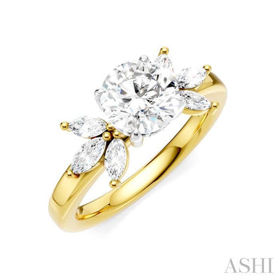 Round Shape Semi-Mount Diamond Engagement Ring