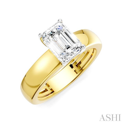 Emerald Shape Semi-Mount Diamond Engagement Ring