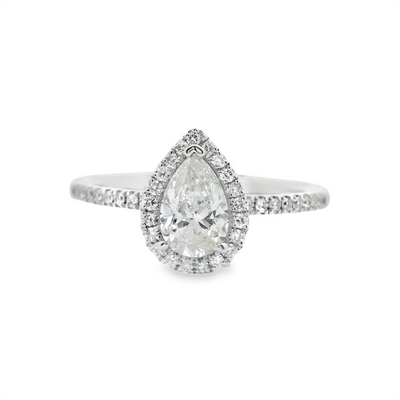 Pear Diamond Halo Engagement Ring