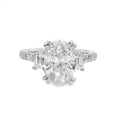 Emerald-cut Diamond Three Stone Engagement Ring