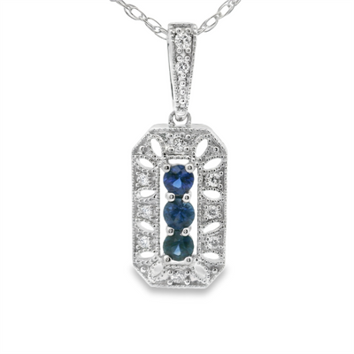 Sapphire & Diamond Drop Pendant