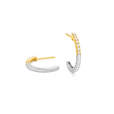 Diamond Half-Hoop Huggie Earrings
