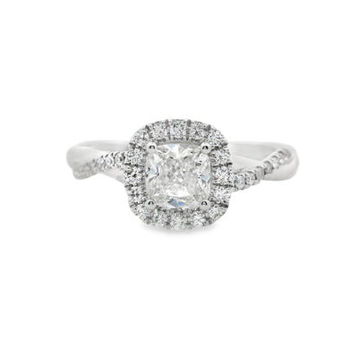 Cushion Diamond Halo Engagement Ring