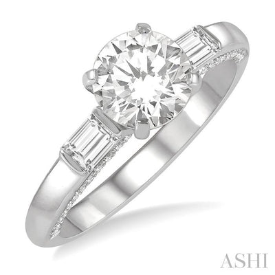 Round Shape Semi-Mount Diamond Engagement Ring