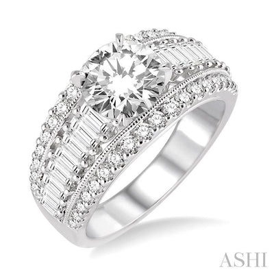 Round Shape Semi-Mount Diamond Engagement Ring