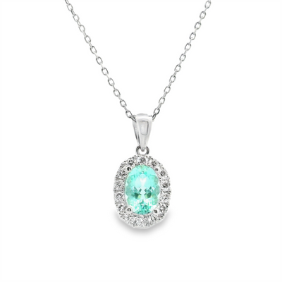 GIA Certified Paraiba Tourmaline & Diamond Halo Pendant