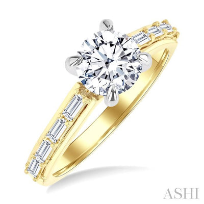 Round Shape Semi-Mount Diamond Engagement Ring