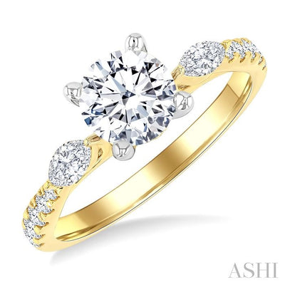 Round Shape Semi-Mount Diamond Engagement Ring