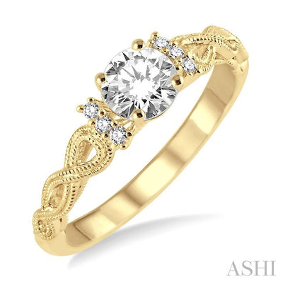 Round Shape Semi-Mount Diamond Engagement Ring
