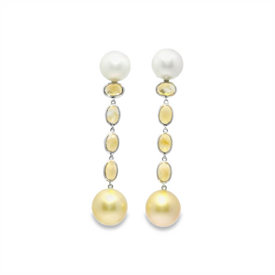 South Sea Pearl & Citrine Drop Earrings