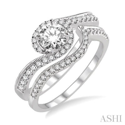 Round Shape Halo Diamond Wedding Set