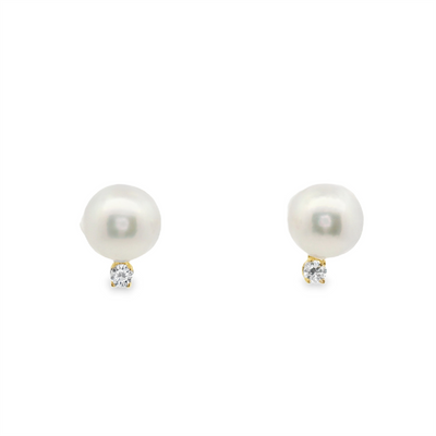 Pearl & Diamond Stud Earrings