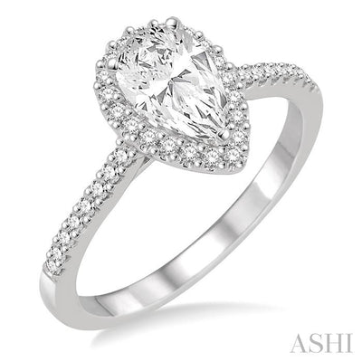 Pear Shape Halo Diamond Engagement Ring