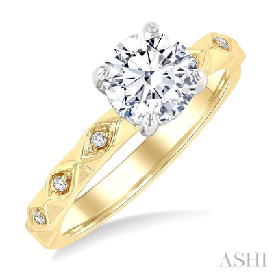 Round Shape Semi-Mount Diamond Engagement Ring