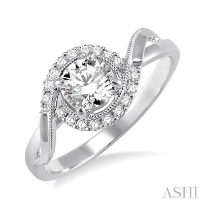 Round Shape Semi-Mount Halo Diamond Engagement Ring