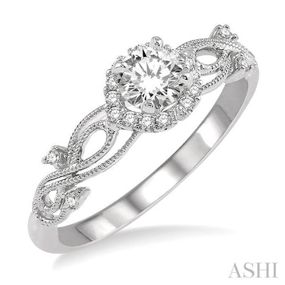 Round Shape Halo Diamond Engagement Ring