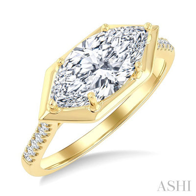 Marquise Shape Semi-Mount Diamond Engagement Ring