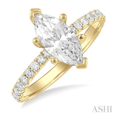 Marquise Shape Semi-Mount Diamond Engagement Ring