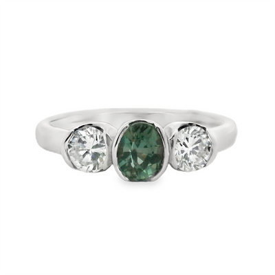 Oval Diamond Three Stone Engagement Ring