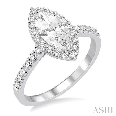 Marquise Shape Halo Diamond Engagement Ring